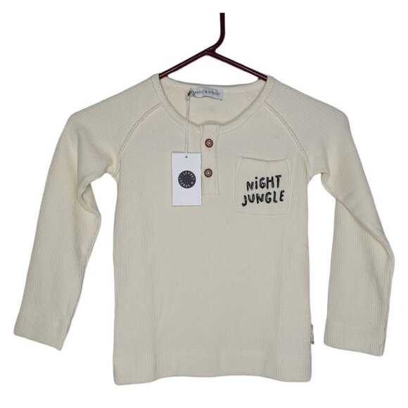 Sproet and Sprout NWT Kids 5/6 waffle knit Night Jungle Cream Long Sleeve - Picture 1 of 7